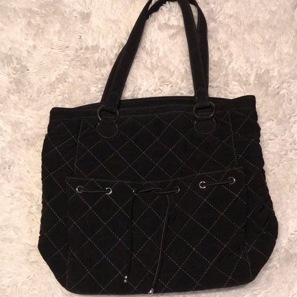 Black Vera Bradley tote with floral lining
